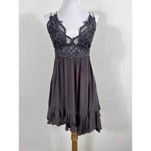 Free People FP One Adella Slip Dress Womens Large Purple Lace Babydoll Mini